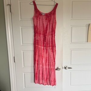 Vibrant Pink Tie-Dye Maxi Dress
